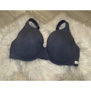 Cacique Lightly Lined Full Coverage Bra Underwire Cotton Womens 40DDD Blue New